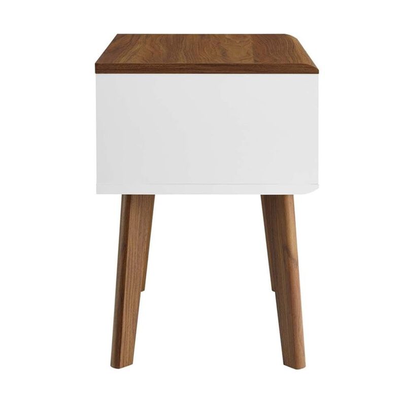 Modway Render Mid-Century Modern End Table or Nightstand in Walnut White, 15 x 19 x 21.5 image number 3