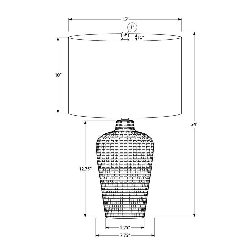 Monarch Specialties I 9621 - Lighting, Table Lamp, 24"H, Black Ceramic, Black Shade, Contemporary