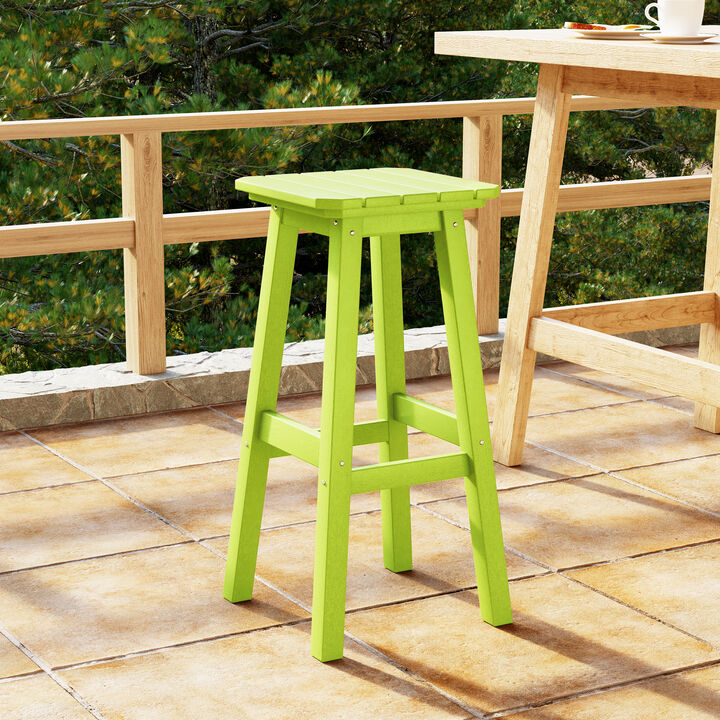 WestinTrends 29" HDPE Outdoor Patio Square Backless Bar Stool