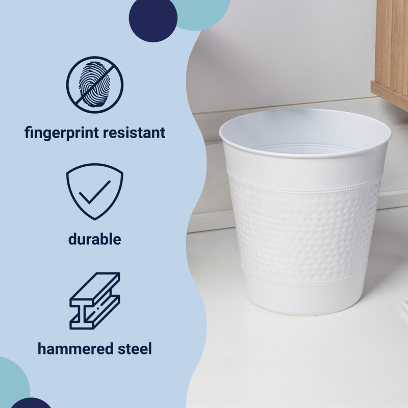 Riley Modern Classic Hammered Steel Accent 2-Gallon Wastebasket