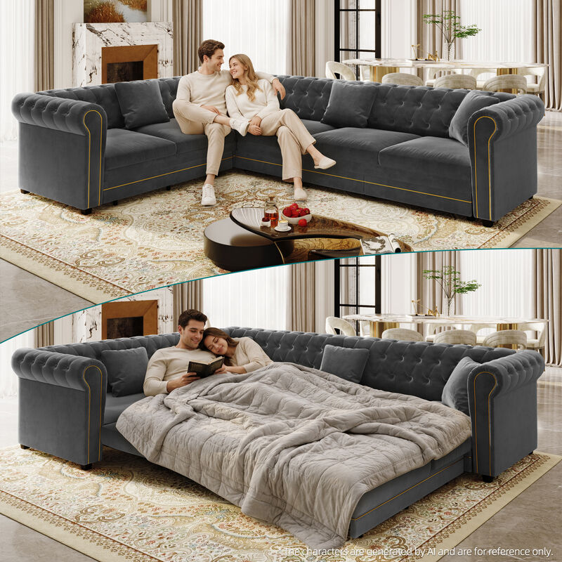 Bomswe 115.3" L-Shaped Sleeper Sofa image number 2