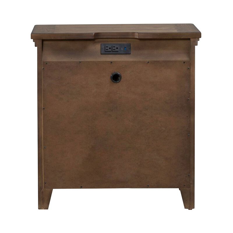 Liberty Furniture Bedroom Nightstand with AC USB Charging Station Station  - Amber Brown Wood image number 4