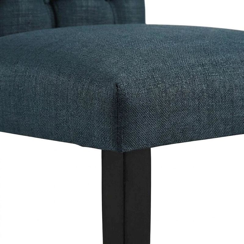 Button-Tufted Upholstered Fabric Parsons Chair, White image number 6