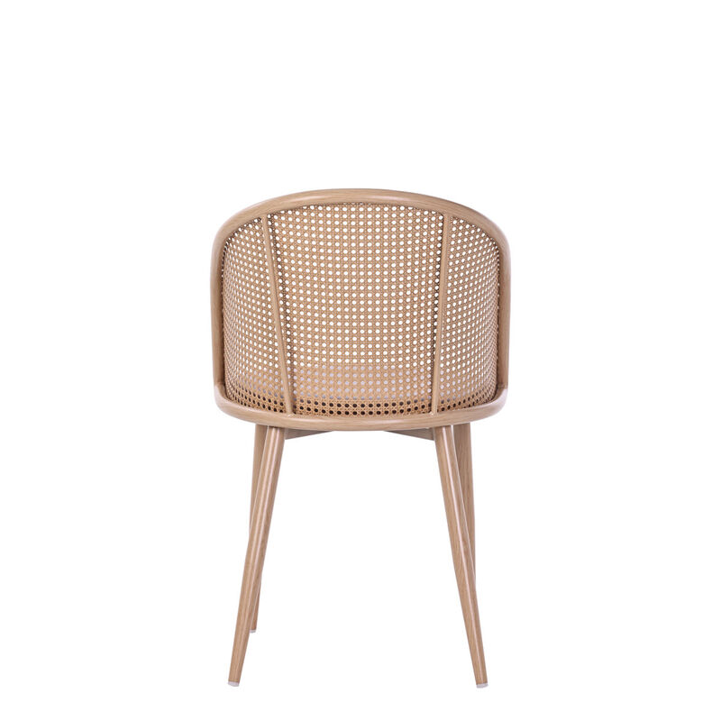 Bauhaus Rattan Accent Chair With Pu Leather Seat &ndash; Modern Metal Frame Side Chair 2PC Set image number 2