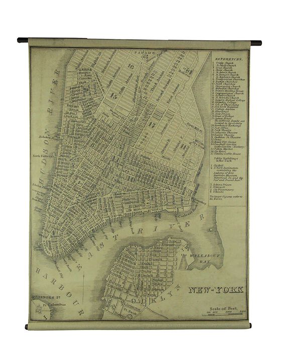 Vintage New York Map Canvas Print Wall Hanging