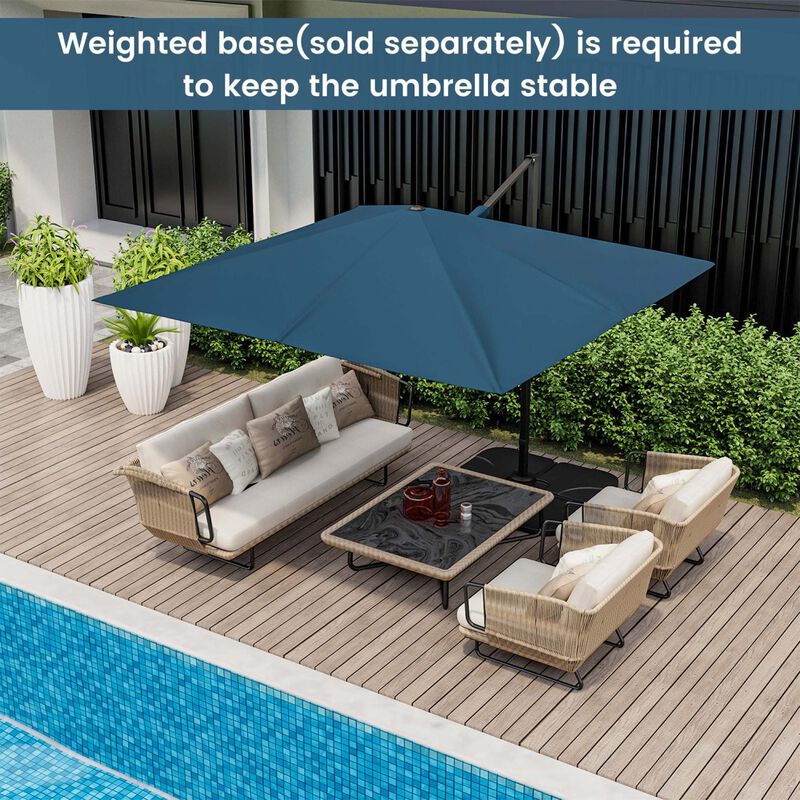 Mondawe 9.5 Feet Square Patio Cantilever Umbrella with 360&deg; Rotation