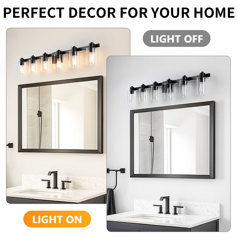 50" 6-Light Dimmable Indoor Wall Sconce with Clear Glass Shades image number 6
