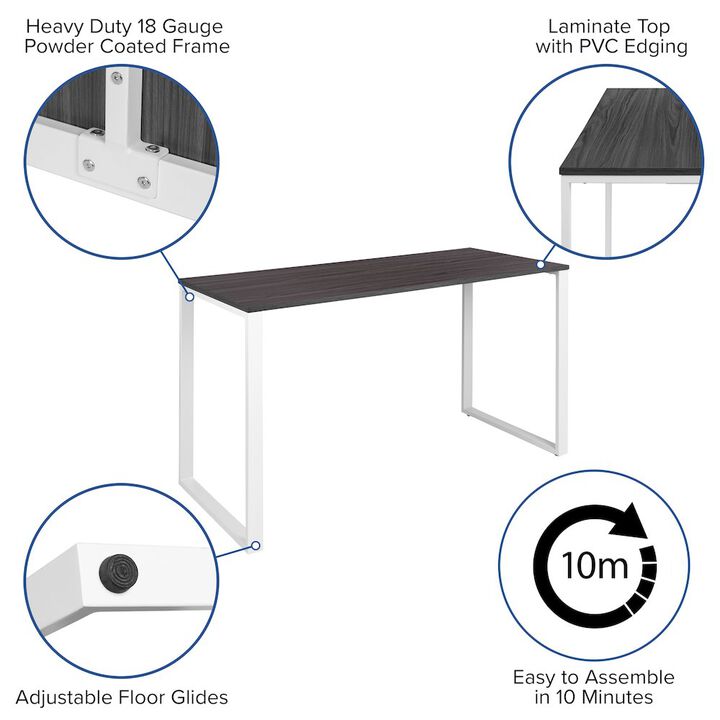 Flash Furniture Desk Industrial Style Computer Desk Sturdy Home Office Desk - 55"L - Rustic Gray