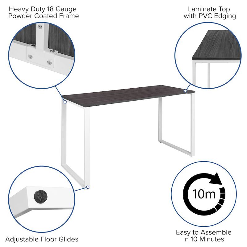 Flash Furniture Desk Industrial Style Computer Desk Sturdy Home Office Desk - 55"L - Rustic Gray image number 1