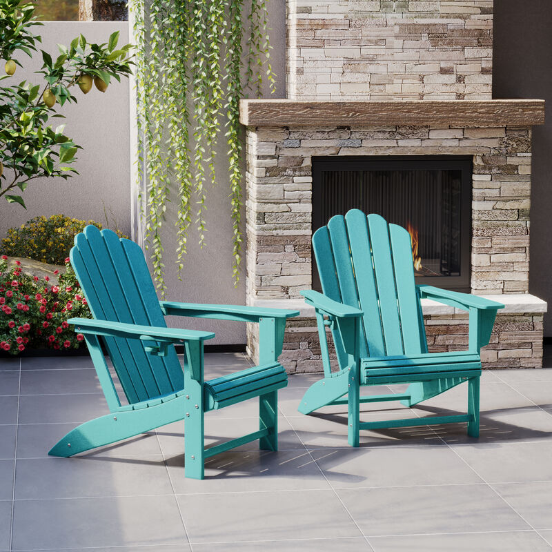 WestinTrends Outdoor Patio HDPE Adirondack Chairs With Cup Holders (Set of 2)
