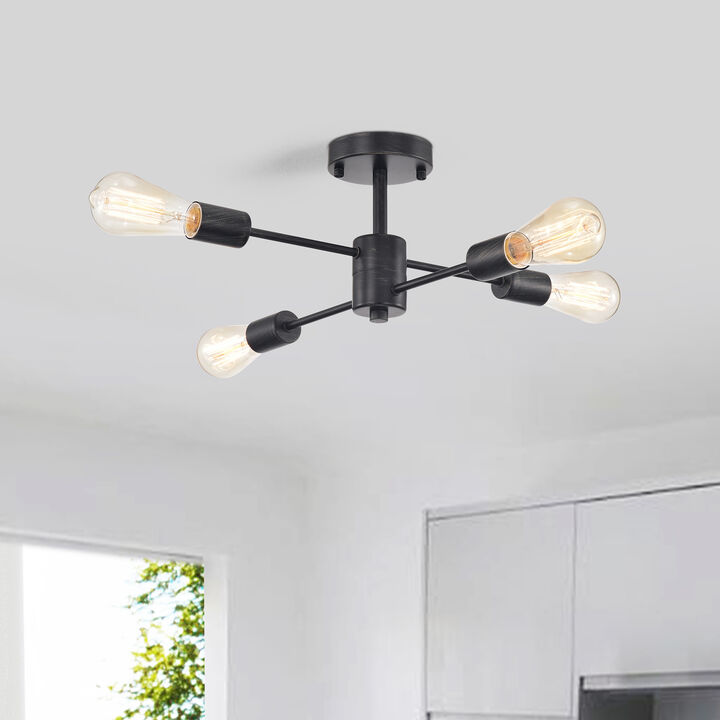Luisa 4-light Sputnik Antique Black Finish Flush Mount