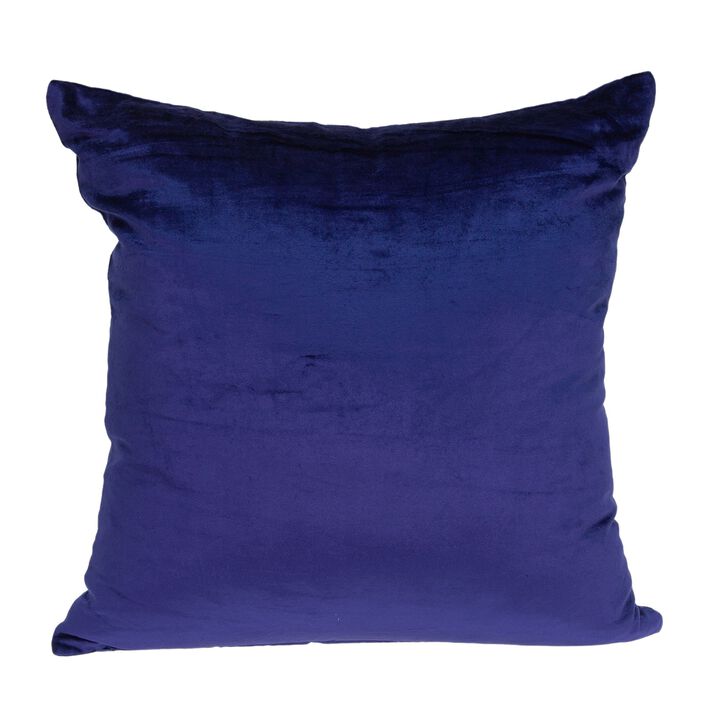 18" Solid Royal Blue Handloomed Cotton Velvet Square Throw Pillow