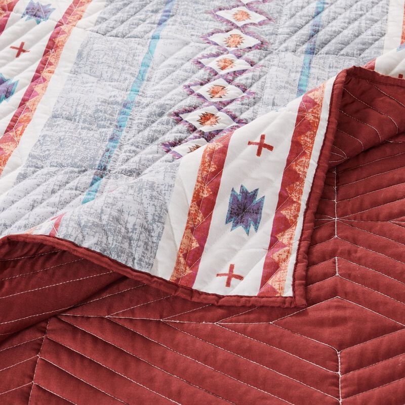Pimi 50 x 60 Quilted Throw Blanket, Polyester Fill, Southwest Boho Style - Benzara