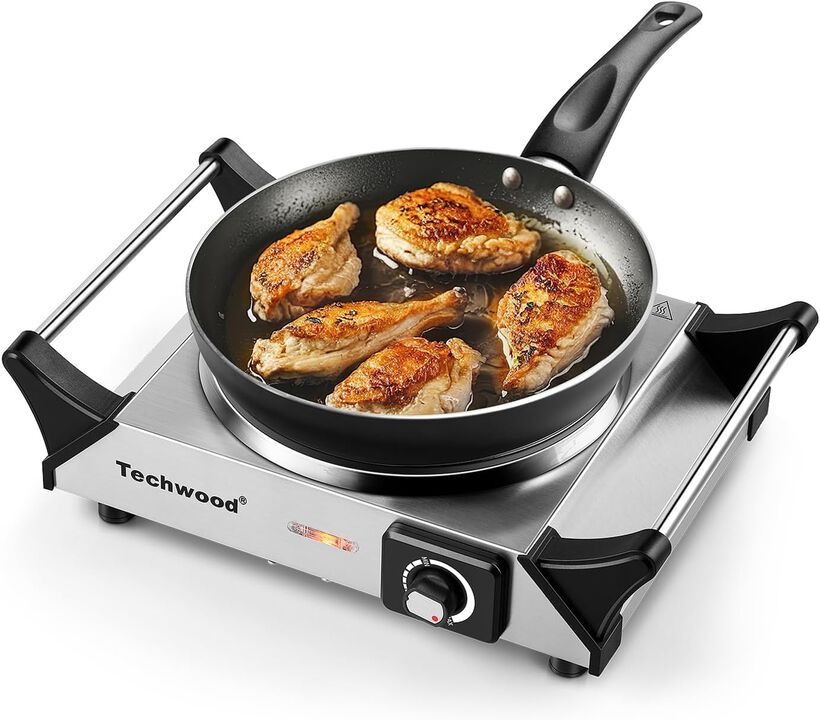 Techwood Hot Plate, Electric Stove for Cooking, 1500 Watts Electric Hot Plate, Temperature Controls, Power Indicator Lights, Easy to Clean