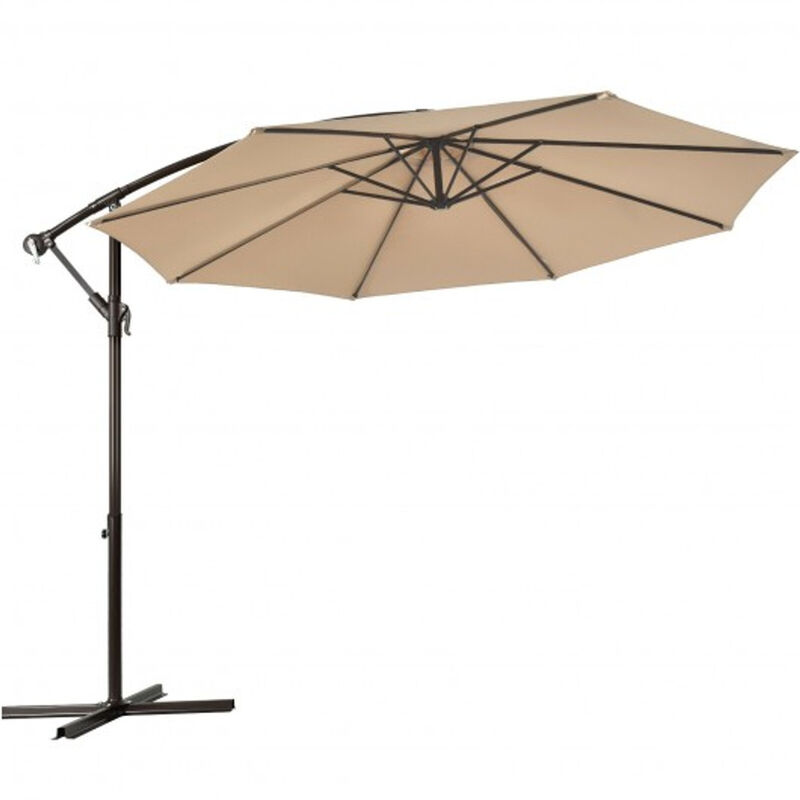 10 Feet Patio Offset Hanging Umbrella with Easy Tilt Adjustment