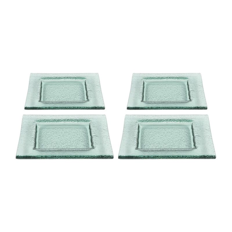 Turgla Fusion Glass 6" x 6" Square Transparent Green Glass Plate (Set of 4) image number 0