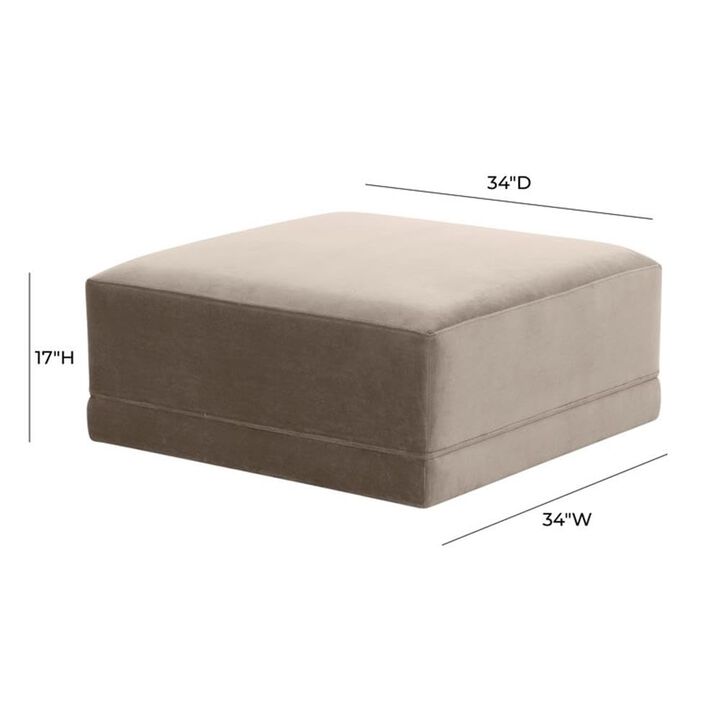 TOV Furniture Willow Taupe Velvet Upholstered Ottoman