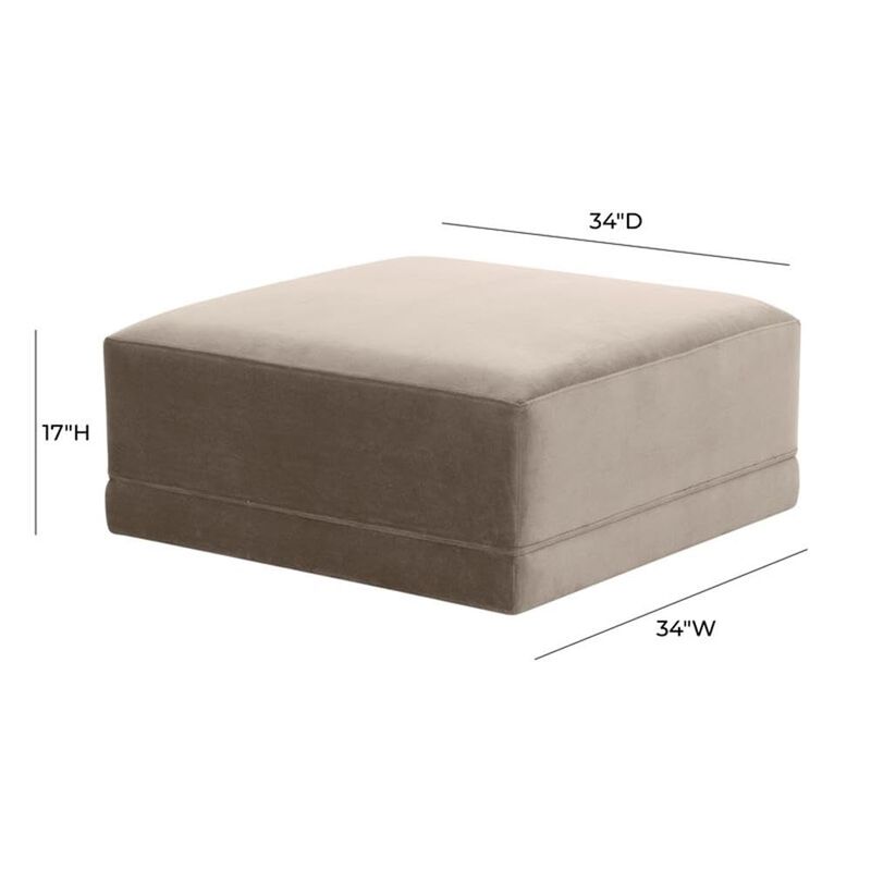 TOV Furniture Willow Taupe Velvet Upholstered Ottoman image number 1