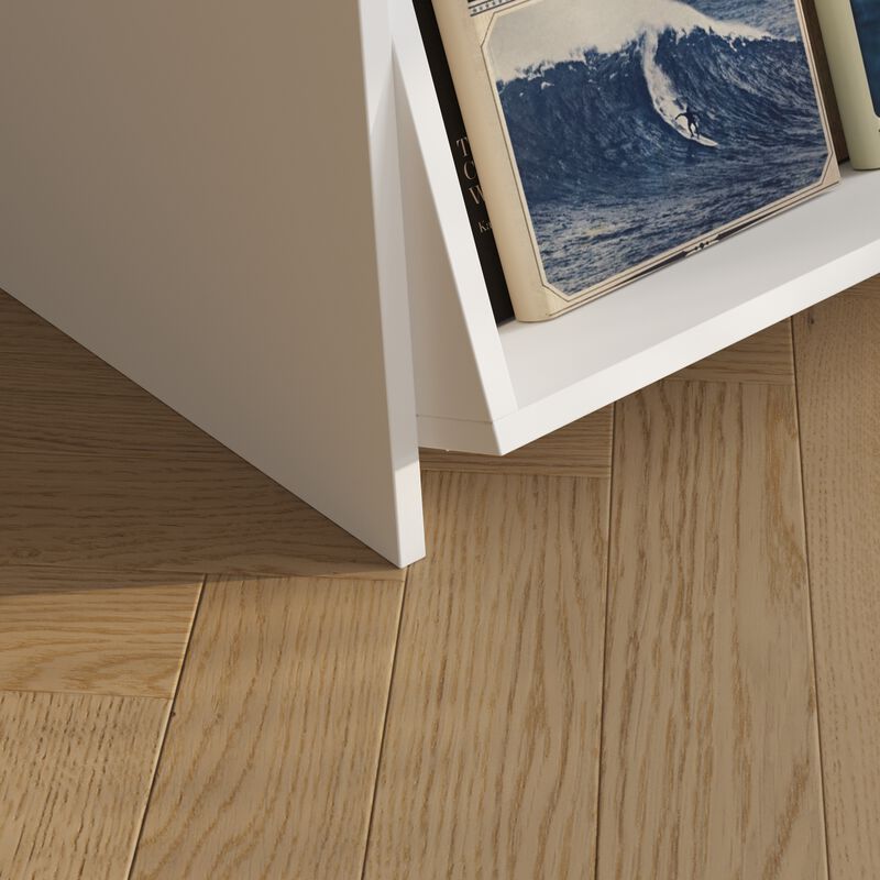 FUFU&GAGA Bookshelf with Contemporary Design, 6 Compartments, Durable Composite Material, (39.4" W x 11.8" D x 47.2" H), White