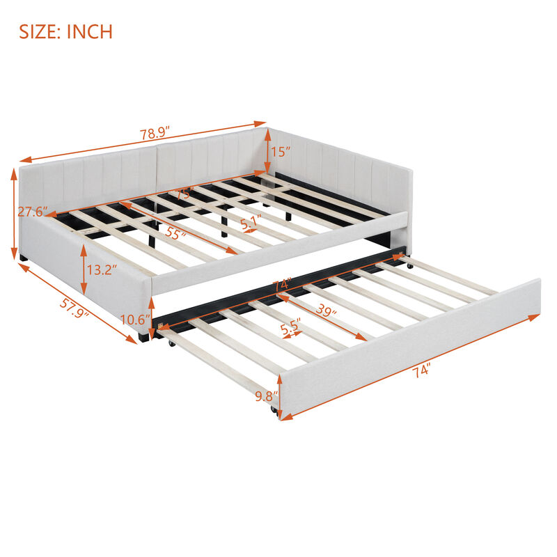 Merax Upholstered Daybed Bed Frame with Trundle