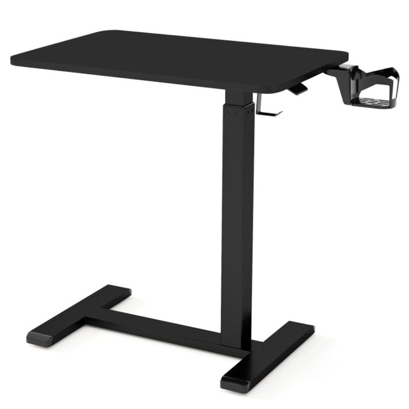 Hivvago Mobile Standing Desk Height Adjustable Overbed Bedside Table with Cup Holder