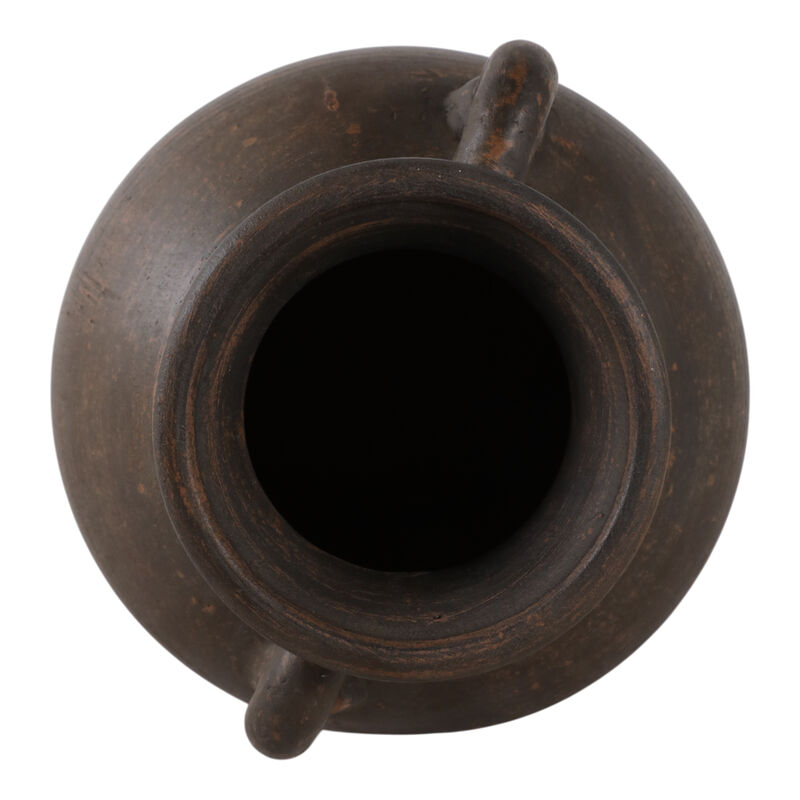 Terracotta, 9" Vase With Handles, Chocolate Brown image number 5