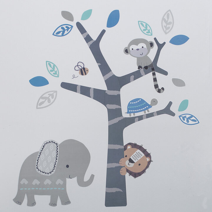 Bedtime Originals Jungle Fun Wall Decals - Blue, Gray, Animals, Jungle, Safari