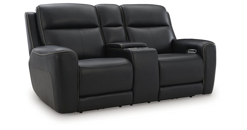 5Z-Relaxation Dual Power Leather Reclining Loveseat with Console