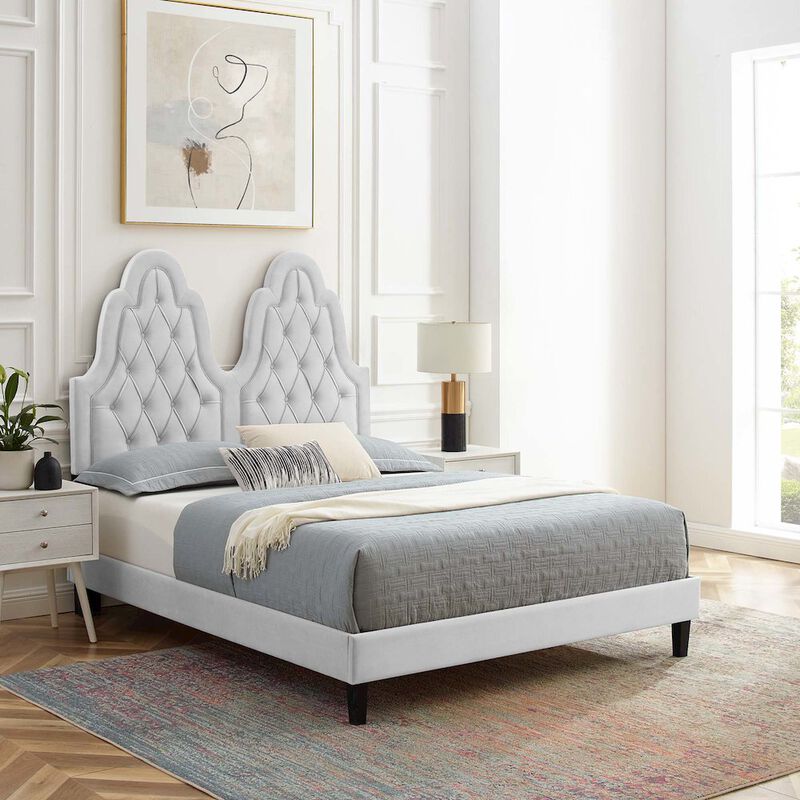 Alexandria Tufted Performance Velvet Twin Platform Bed image number 8