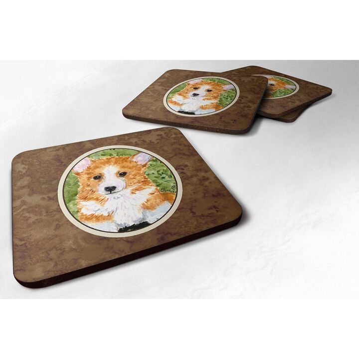 Caroline's Treasures SS8710FC Corgi Foam Coasters (Set of 4), 3.5 H x 3.5 W, Multicolor