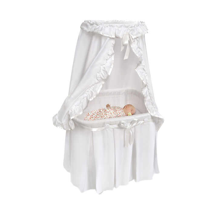 Badger Basket Co. Majesty Baby Bassinet with Canopy - White Bedding
