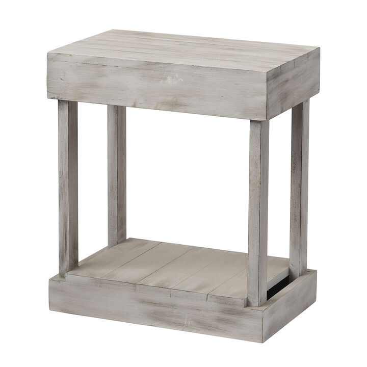 Farmhouse Rectangular Distressed Solid Wood Side Table Sofa End Table