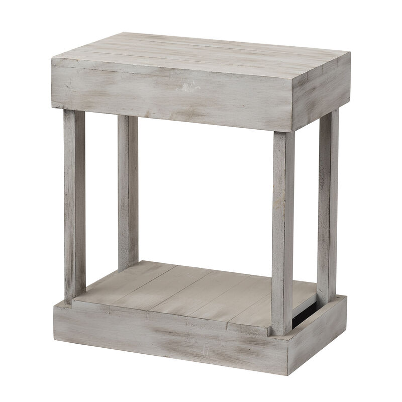 Farmhouse Rectangular Distressed Solid Wood Side Table Sofa End Table
