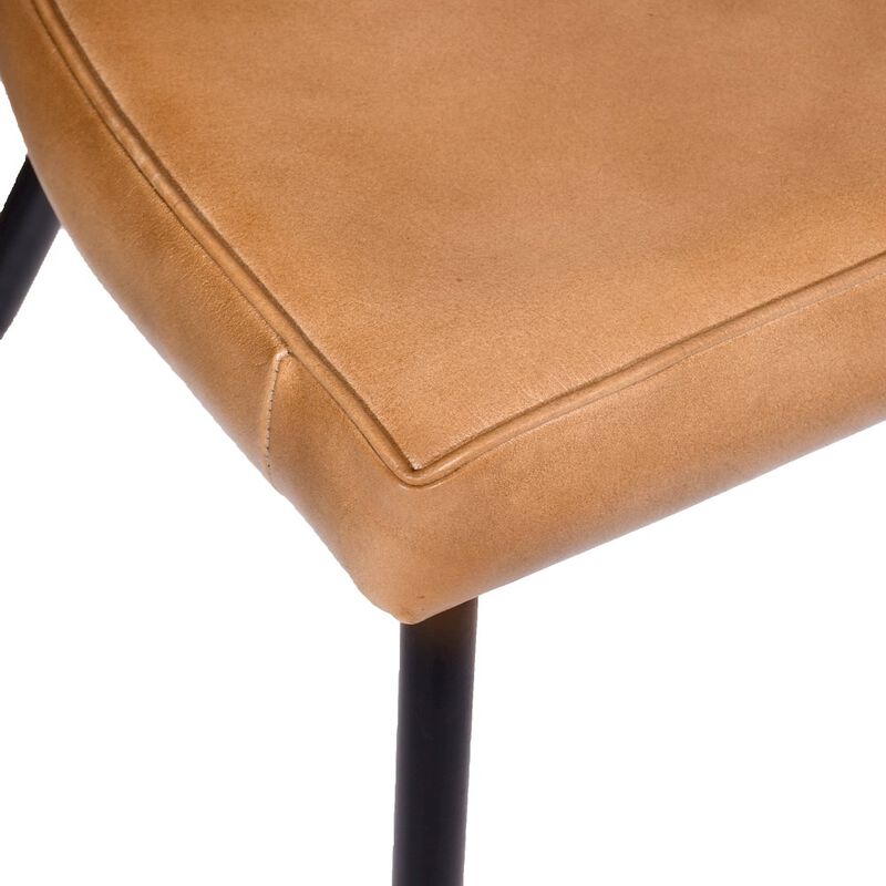Barrett Genuine Leather Side Chair in Caramel 2-Piece Set