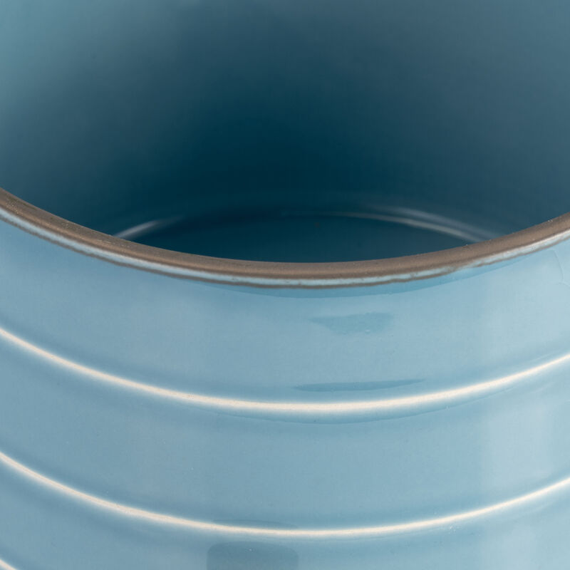 Striped Planter W/ Wood Stand image number 4