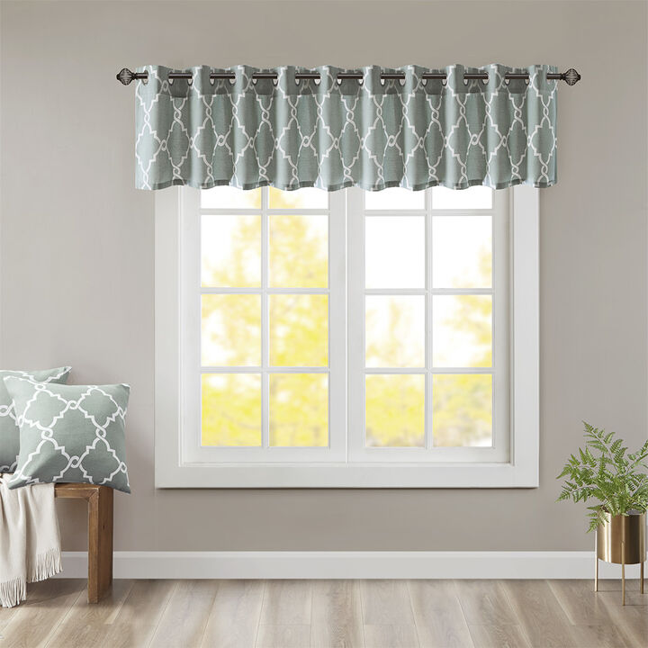 Gracie Mills Ondine Contemporary Grommet Top Valance with Fretwork Print