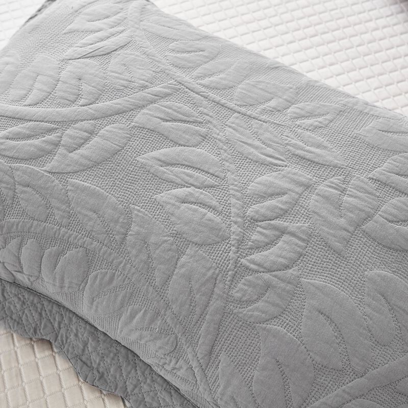 MarCielo 2 Piece 100% Cotton Quilted Pillow Shams Embroidered Farmhouse