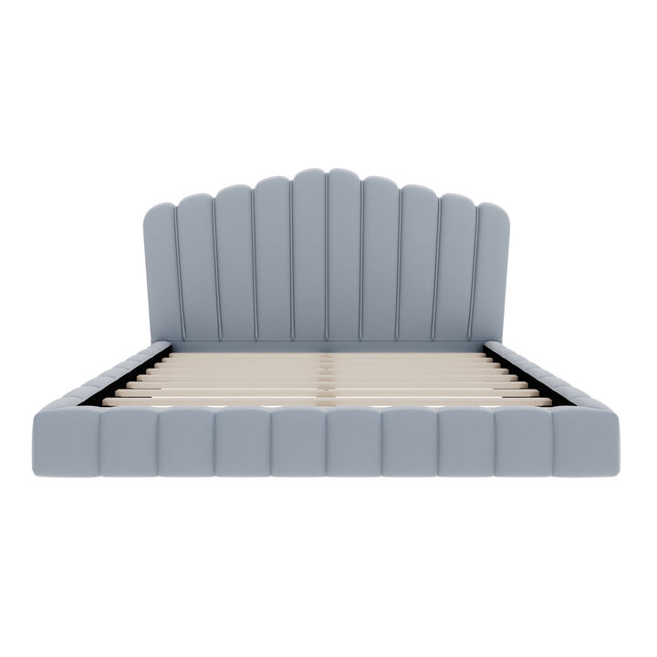Gludla Velvet Upholstered Queen Bed