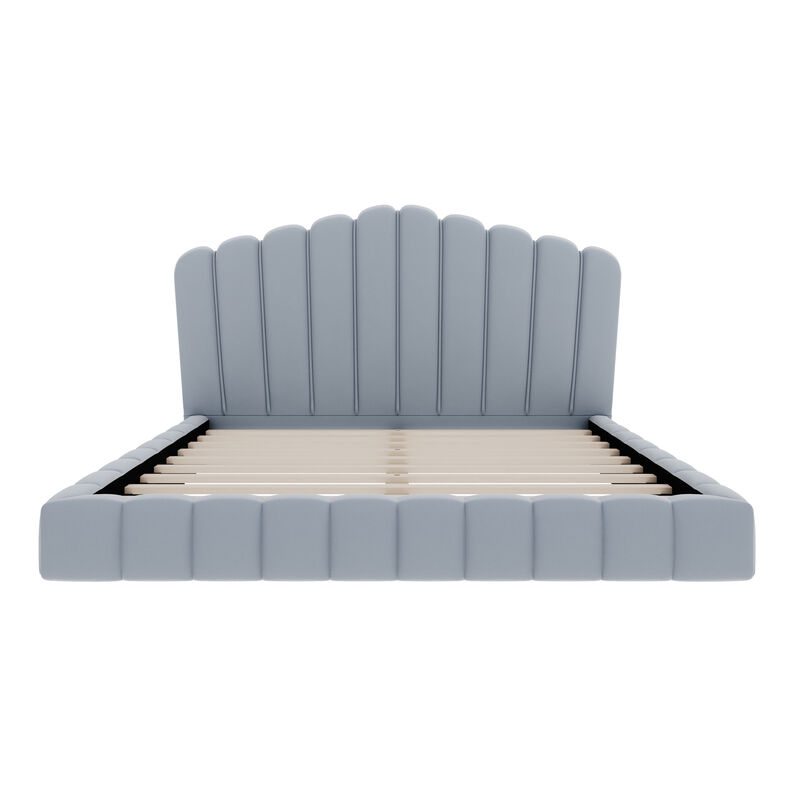 Gludla Velvet Upholstered Queen Bed image number 0