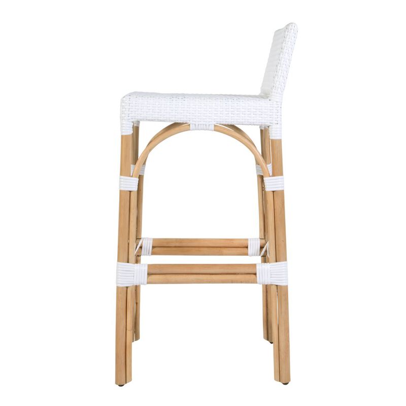 Butler Specialty Serienna 30 in. Seat Height Rectangular Rattan Low Back Bar Stool White and Gray image number 5