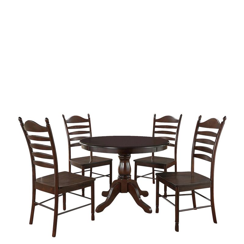 Carolina Living Fairview 42 Pedestal Dining Table with 4 Whitman Dining Chairs - Antique Black