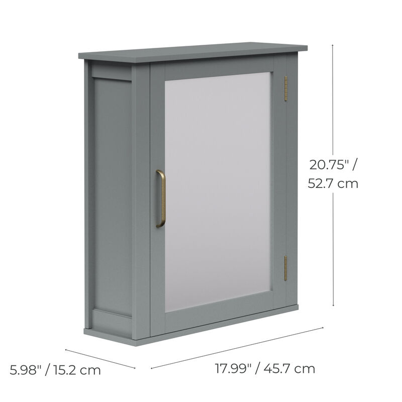 Mercer Removable Medicine Cabinet with Mirrored Door, Gray image number 5