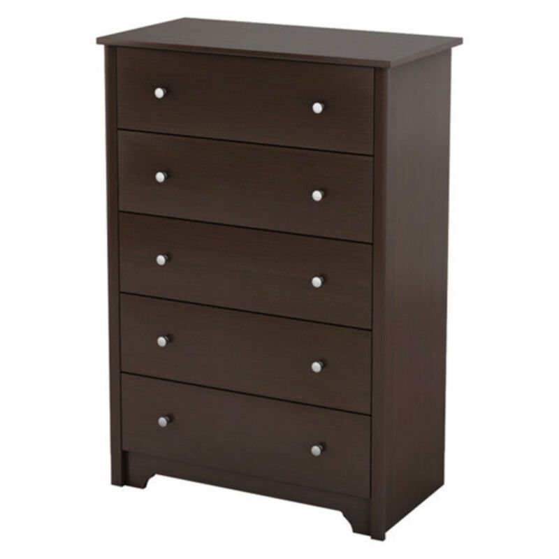 5-Drawer Bedroom Chest of Drawers – Functional Storage with Classic Metal Accents