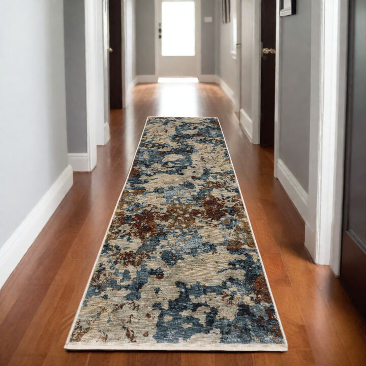 HomeRoots Abstract Runner Rug With Fringe