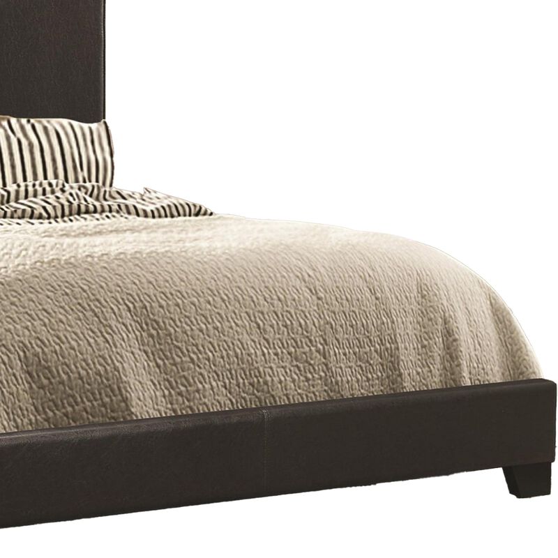 Leather Upholstered California King Size Platform Bed, Black-Benzara