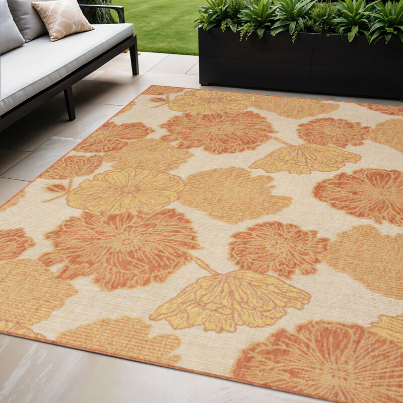 HomeRoots Floral Indoor Outdoor Area Rug image number 1