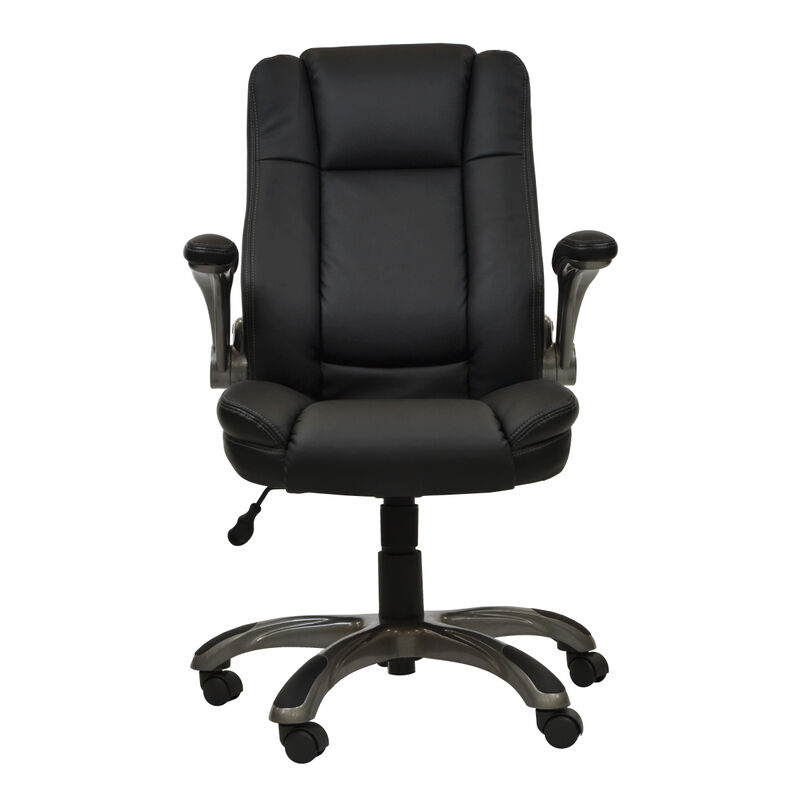 Medium Back Executive Office Chair with Flip-up Arms, Black