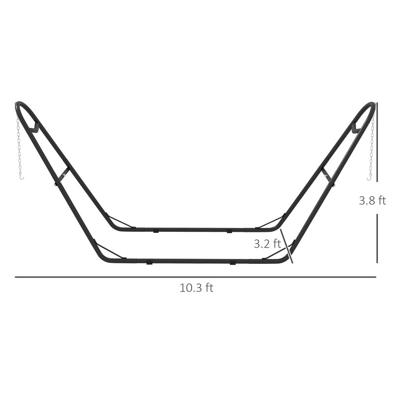 Outsunny Hammock Stand for 2 Person, Portable Adjustable Steel Frame Hammock Stand with Weather Resistant Finish, for 9-14ft Hammocks, 10.3', 550 lbs. Capacity, Black
