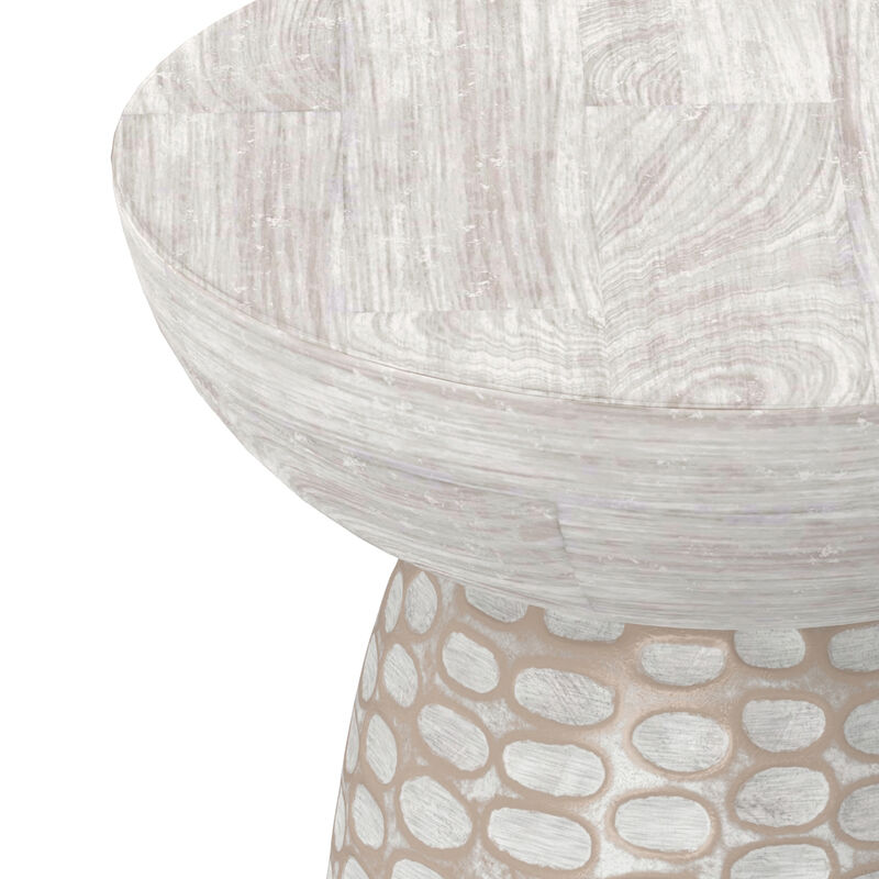 Boyd 13 inch Wide Solid Wood Contemporary Accent Table in White Wash, Assembled