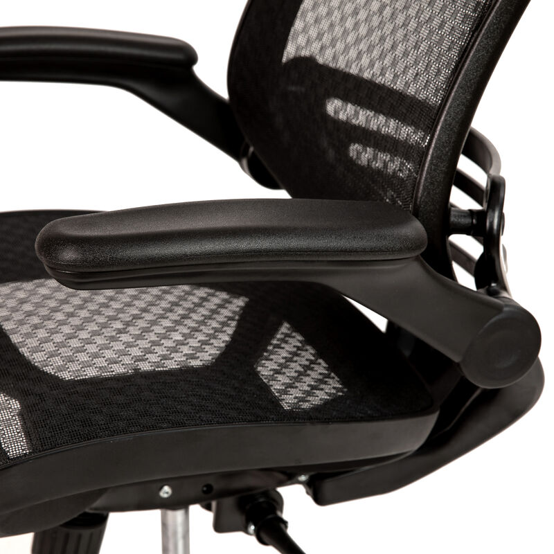 Warfield Mid-Back Transparent Black Mesh Executive Swivel Office Chair with Melrose Gold Frame and Flip-Up Arms image number 8